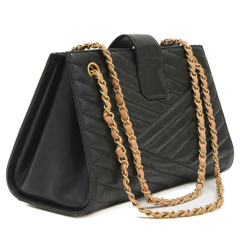 Chanel Gabrielle Accordion Chain Tote Bag in Calfskin, Black and Beige