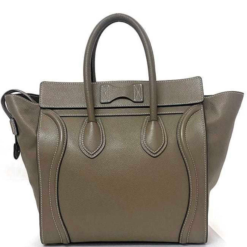 Celine Tote Bag Luggage Shopper Beige Gray 165213 Leather CELINE Stitch Ladies