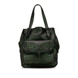 Bottega Veneta Intrecciato Tote Bag Shoulder 248520 Metallic Green Leather Women's BOTTEGAVENETA