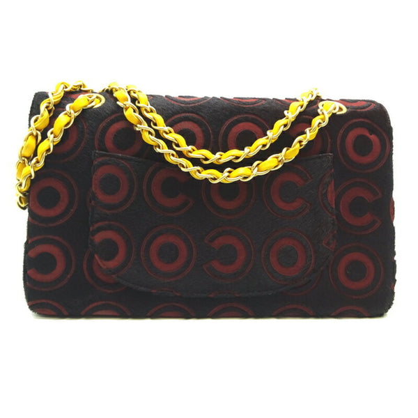 Chanel Ladies Shoulder Bag Harako Brown x Red/Yellow