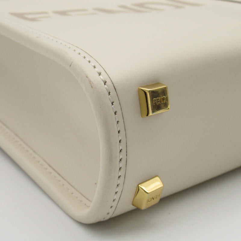 FENDI Sunshine Shopper Mini Shoulder Bag White Calfskin (cowhide) 8BS051