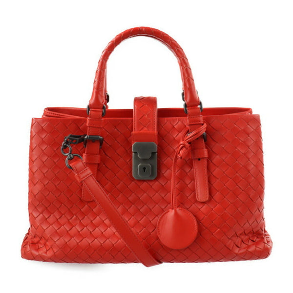 BOTTEGA VENETA Bottega Veneta Small Rome Bag Intrecciato Handbag 337303 Calf Leather Red 2WAY Shoulder Tote