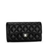 CHANEL Classic Long Flap Wallet AP0241 Black Lambskin Women's