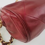 CHANEL Chanel chain shoulder matelasse lambskin red ladies bag