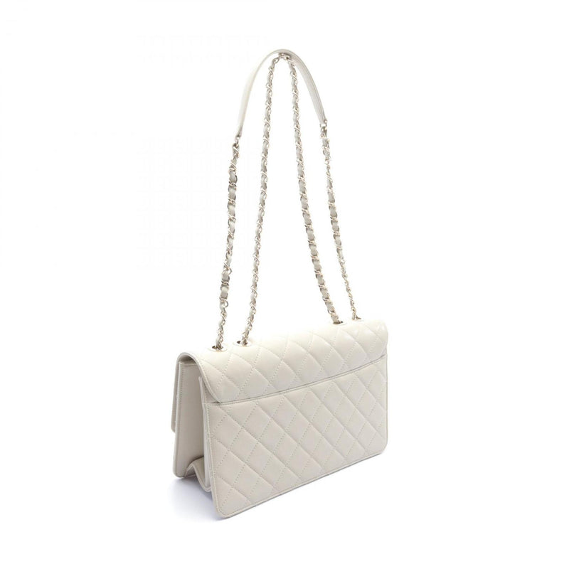 CHANEL Beauty Lock Shoulder Bag Leather Women's Beige A93223