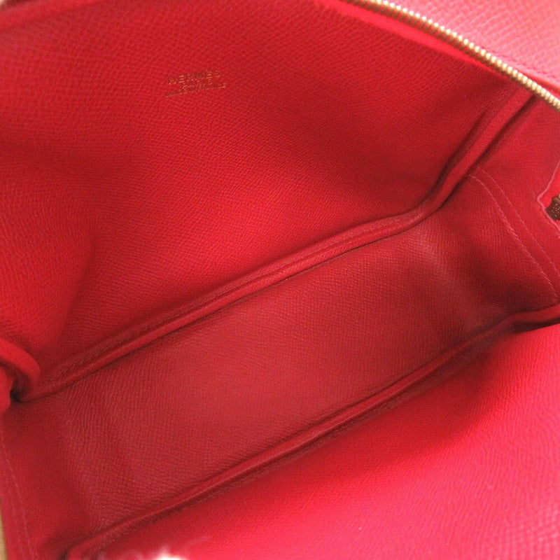 Hermes Plume Couchevel Rouge Vif Vert □A stamp handbag bag red green HERMES