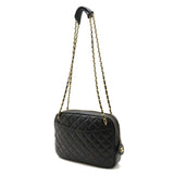 CHANEL Matelasse Chain Bag Shoulder Leather Black