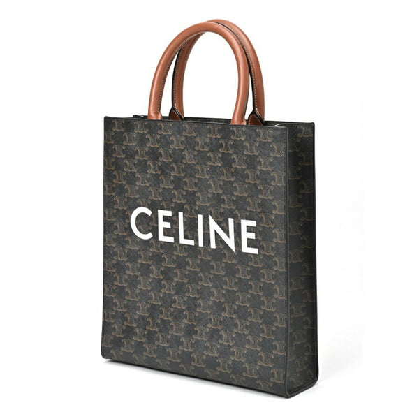 CELINE Vertical Cabas Small 191542BZK.04LU Triomphe Canvas Calfskin Tan E-156291