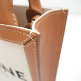 CELINE Vertical Cover Shoulder Bag Beige Natural /Light Brown leather cotton