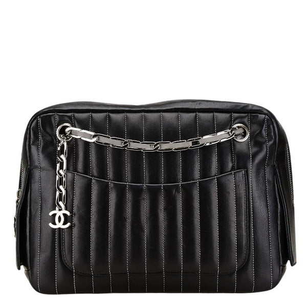 CHANEL Mademoiselle Coco Mark Chain Shoulder Bag Black Lambskin Women's