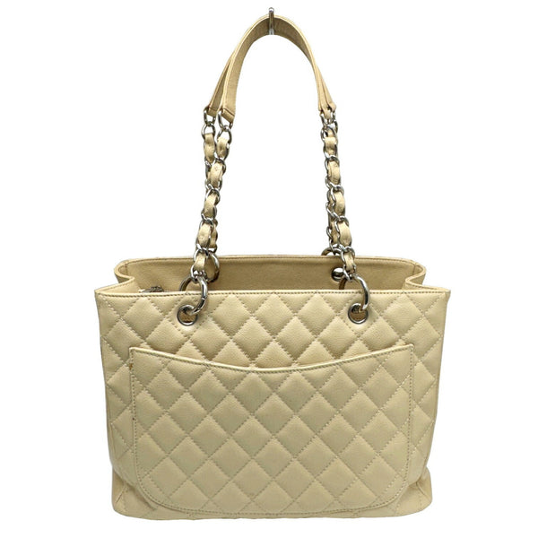 CHANEL Matelasse Chain Tote GST Shoulder Bag G50995 Caviar Skin Beige Ladies 1