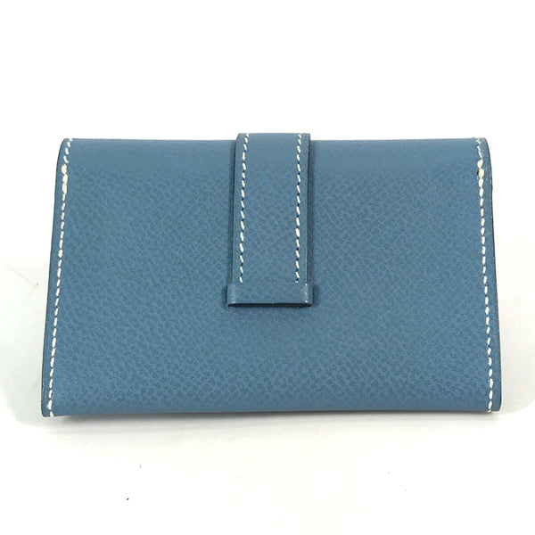 Hermes Business card holder pass case coin purse Wallet Coin Compartment Card Case Blue gene blue SilverHardware