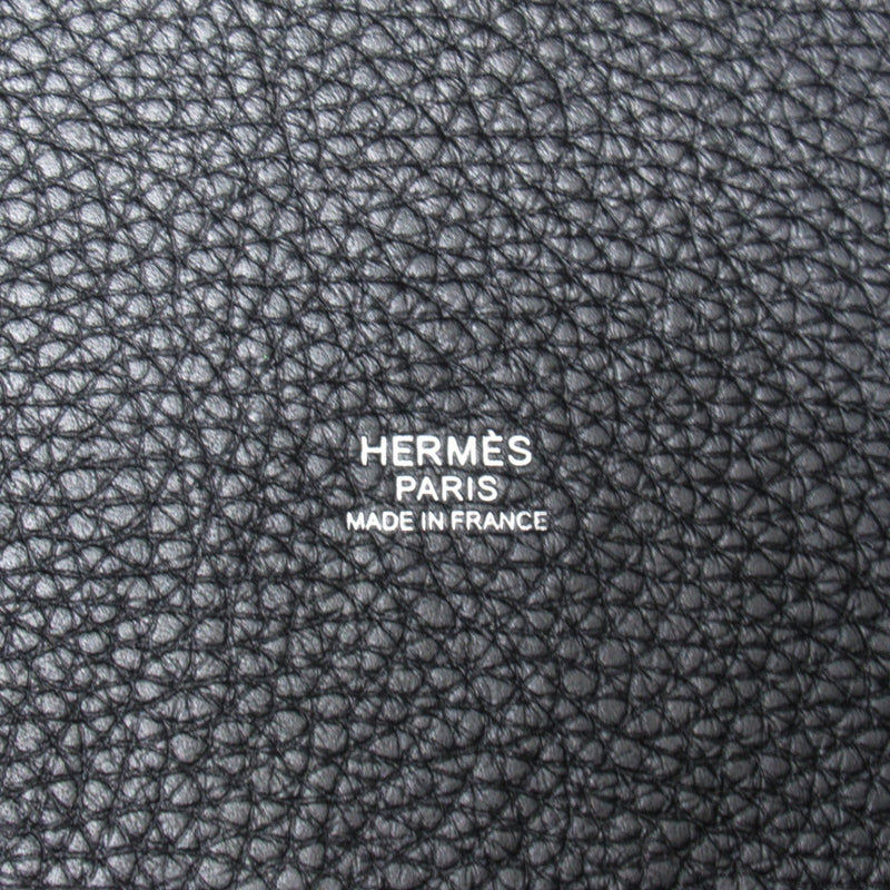 HERMES Picotin Lock MM Black Noir Taurillon Clemence Calfskin (cowhide)