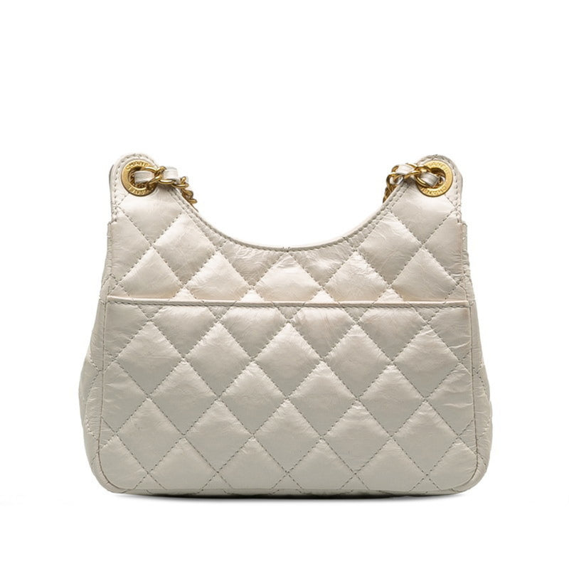 Chanel Matelasse Coco Mark Chain Shoulder Bag White Leather Women's CHANEL