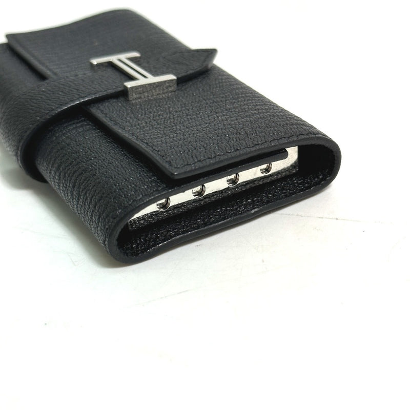 Hermes HHardware key 4-Ring Key Case Black SilverHardware