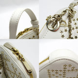 Christian Dior Phone Folder Shoulder Bag Leather/Metal Off-White/Gold Women's w0151g