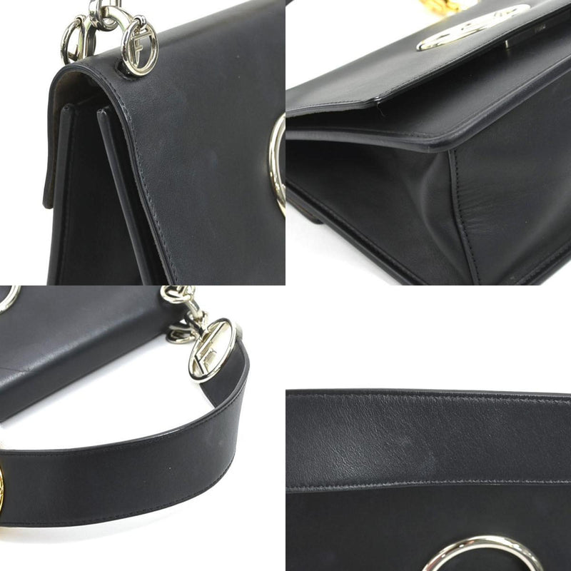 FENDI Handbag Shoulder Bag Canayef Leather Black Women's 8BT284-21H 99947g