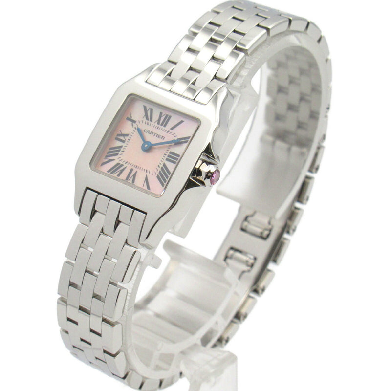 Cartier Santos de SM Watch Stainless Steel Ladies Pink Shell W25075Z5