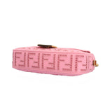 FENDI Embroidered Baguette Shoulder Bag Canvas 8BR600 Pink Women's