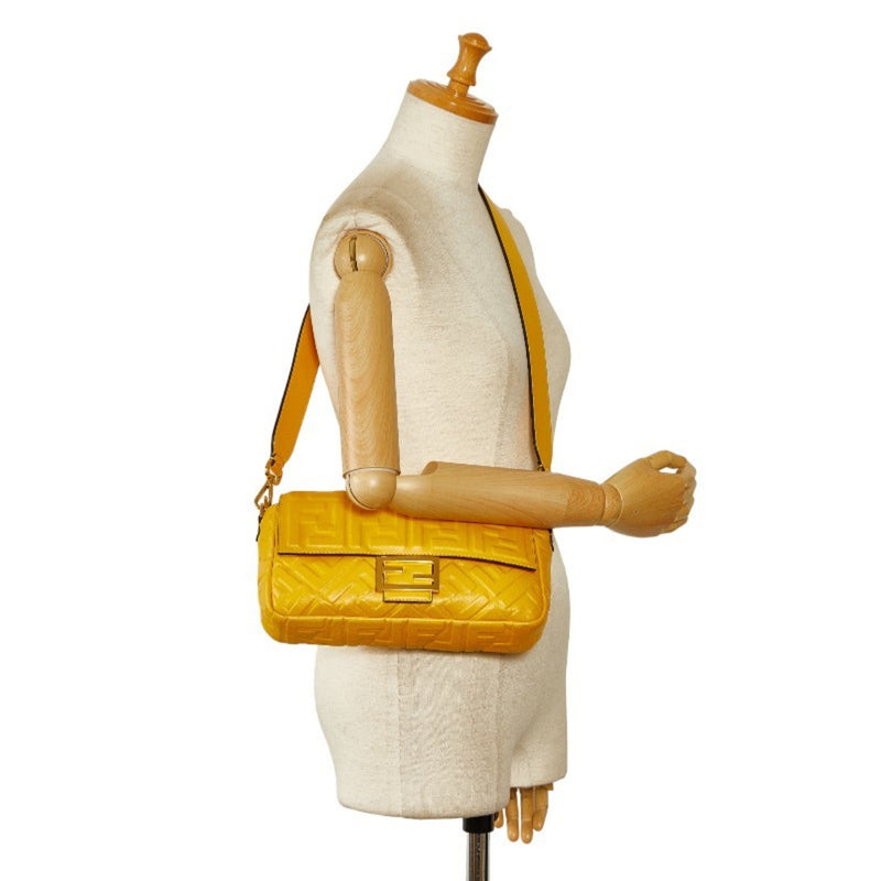 FENDI ZUCCA BAG 8BR600 YELLOW LEATHER WOMEN'S