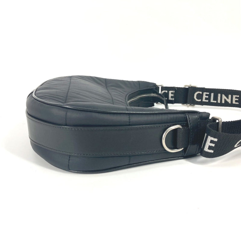 CELINE 196972 logo Shoulder Shoulder Bag Black White