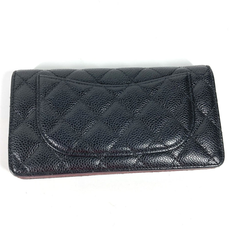 Chanel Long wallet Two fold Long Wallet Black SilverHardware