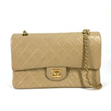 Chanel A01112 CC Mark Double Chain shoulder strap Shoulder Bag Beige GoldHardware