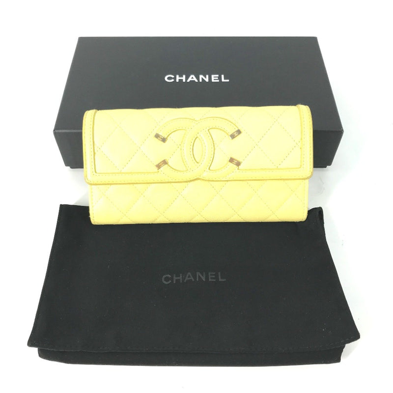 Chanel Long wallet Two fold Long Wallet yellow