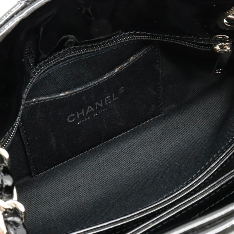 CHANEL Chanel Mademoiselle Matelasse Coco Mark Bowling Bag Shoulder Chain Enamel Black