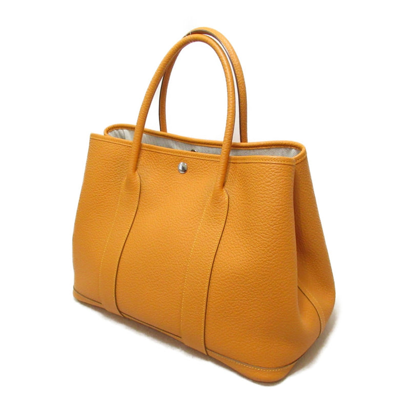 HERMES Garden Party PM Tote Bag Orange Country leather leather