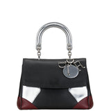 Christian Dior Dior Be Handbag Shoulder Bag Black Silver Wine Red Leather Women's