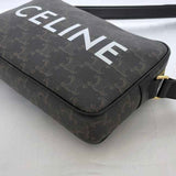 Celine Shoulder Bag Medium Black Triomphe f-20143 PVC Leather CELINE Unisex