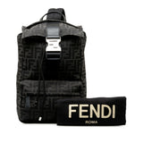 FENDI Fendines S size body bag rucksack backpack 7VZ067 AG0M black canvas leather men's