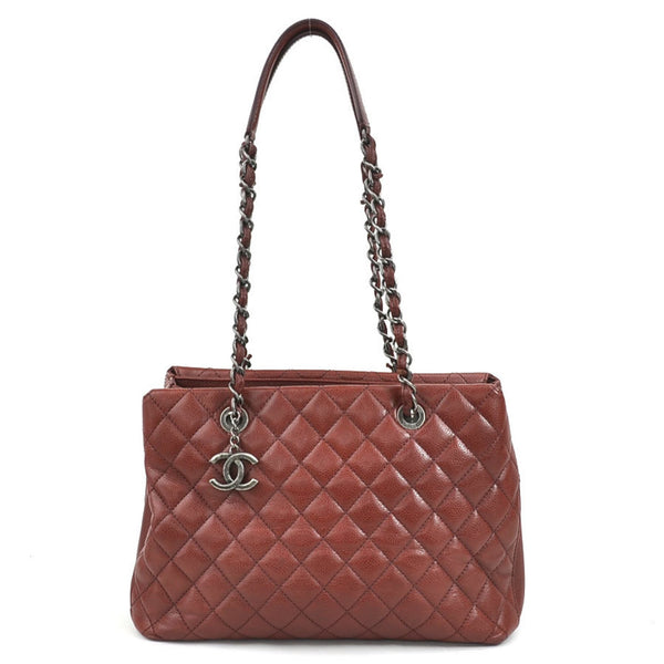 CHANEL Shoulder Bag Matelasse Leather Bordeaux Gunmetal Women's e58766a