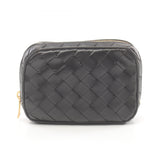 BOTTEGA VENETA Intrecciato Pouch Bag Leather Women's Black 776873V3IV08425