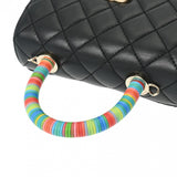 CHANEL Chanel Matelasse XXS Chain Shoulder Black Rainbow AS2215 Women's Lambskin Handbag