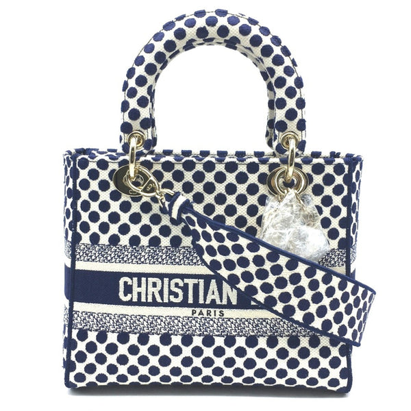 Christian CHRISTIAN DIOR Lady CHRISTIAN DIOR Delight Bag 2WAY medium bag Hand Bag Blue Based x White