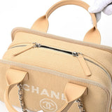 CHANEL Deauville Bowling Bag A92750 Canvas Leather Beige B-156120