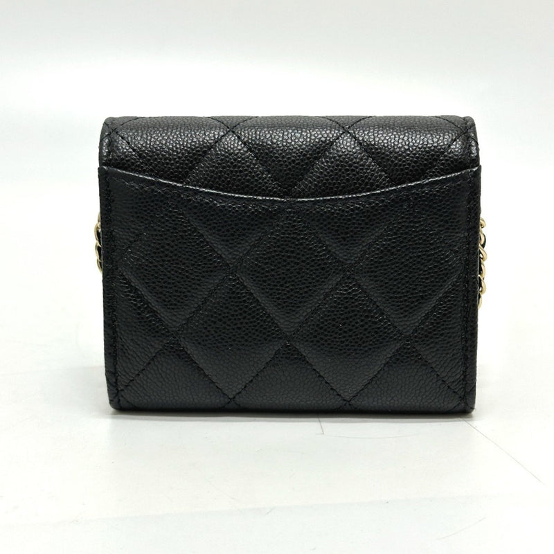 CHANEL AP0238 Coco Mark Matelasse Pochette Wallet/Coin Case Caviar Skin Women's Black