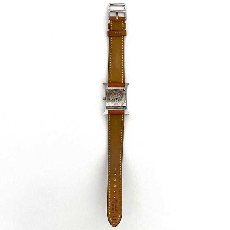 Hermes Watch H Beige Silver Brown HH1.210 Women's SS Leather Quartz J Stamp HERMES Battery Operated 21mm