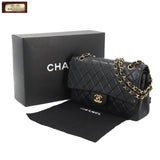 CHANEL Matelasse 25 Chain Shoulder Bag Leather Black A01112 Gold Hardware