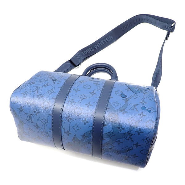 Louis Vuitton Boston Bag Monogram Aqua Garden Keepall Bandouliere 35 Men's M22573 Blue Navy Hand Shoulder