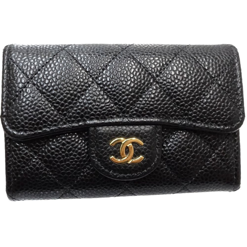 CHANEL Business Card Holder/Card Case A80799 Classic Zip Matelasse Coco Mark Caviar Skin Black 180737