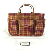 Gucci 628159 check Tote Bag Hand Bag Brown/Bordeaux Based