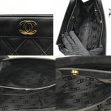 CHANEL Bicolor Double Chain Leather Stitching Black Coco Mark