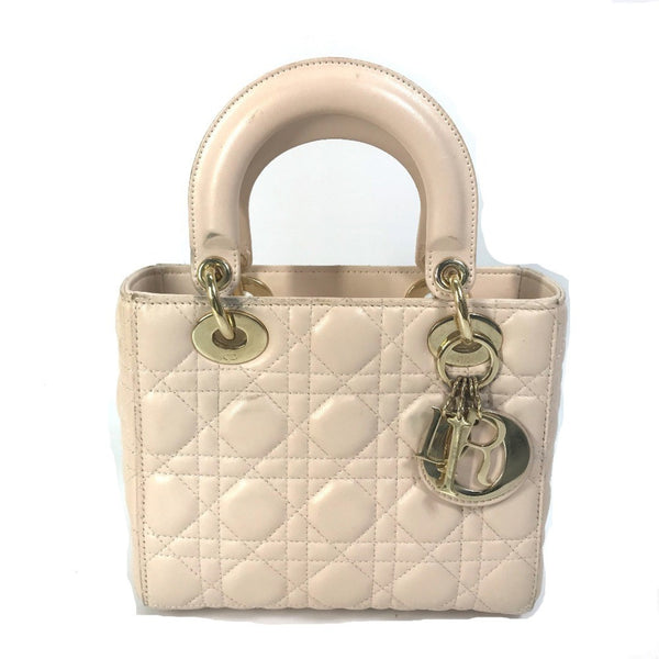 CHRISTIAN DIOR Mini 2WAY Hand Bag Pink Beige Beige