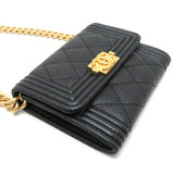 Chanel Boy Chain Women's AP2206 Caviar Skin Black x