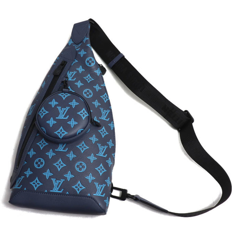 LOUIS VUITTON Louis Vuitton Duo Sling Bag Body Monogram Shadow Navy River Blue M46562 IC Men's