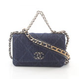 CHANEL Chanel 19 Matelasse Shoulder Bag, Denim, Women's, Navy