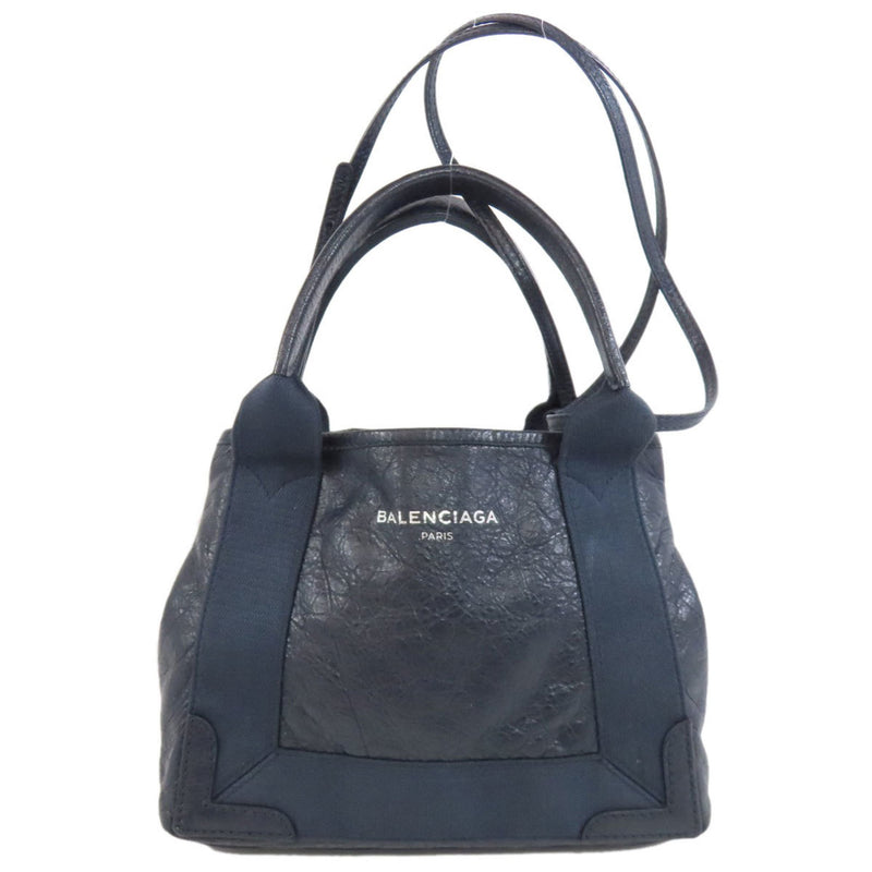 Balenciaga 390346 Navy Cabas XS Handbag Canvas Leather Women's BALENCIAGA